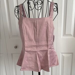 NWT NEW Square Neck Satin Peplum Top